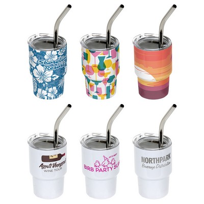 custom printed mini tumblers with straws